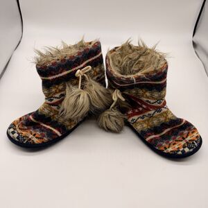 Rocketdog Womens Pull On Ankle Booties Faux Fur Lined Aztec Knit Size 7